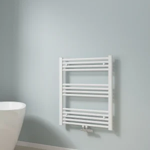EMKE Handdoekradiator – Glanzend Wit – 75 x 60 cm – Middenaansluiting – Verwarming Badkamer