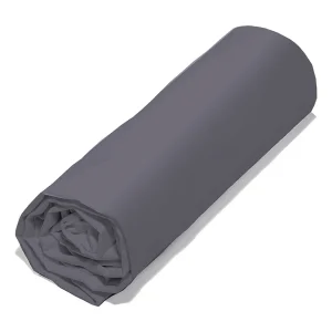 Drap housse 100% Coton Bio 57 fils Taille 160 x 200 cm Couleur Anthracite