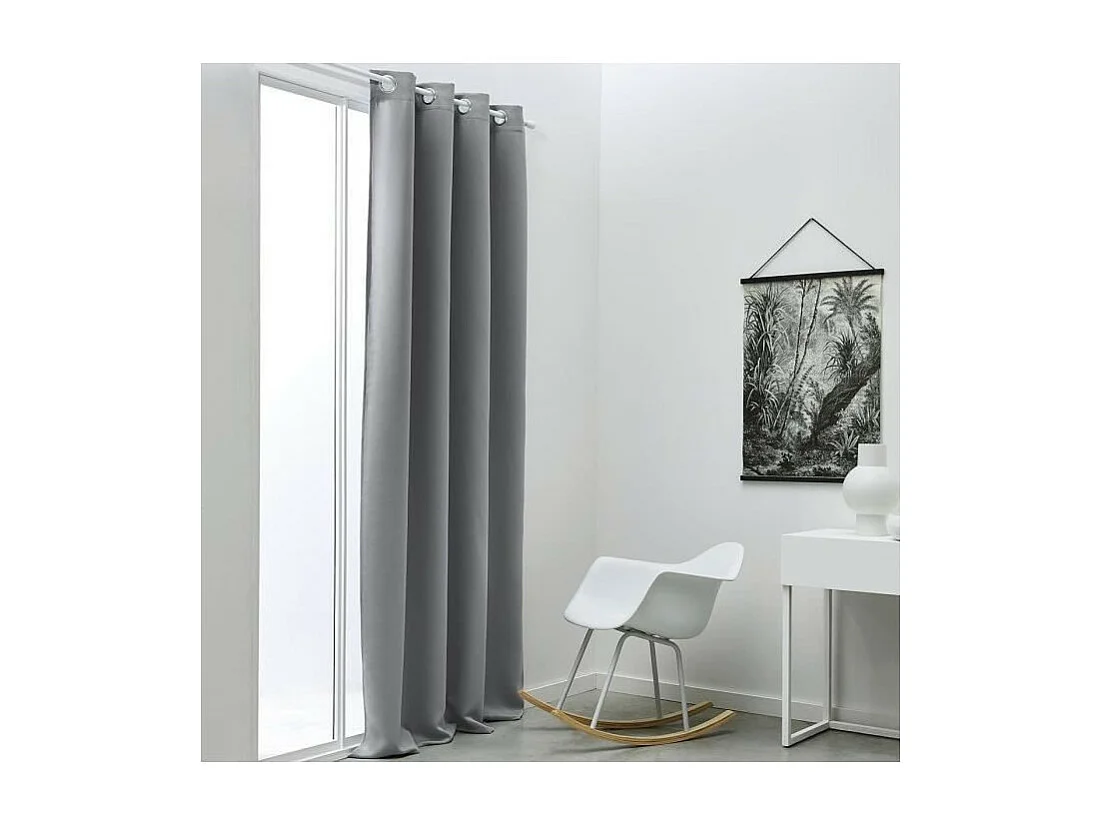 Effen grijs verduisteringsgordijn met ringen 140 x 240 cm