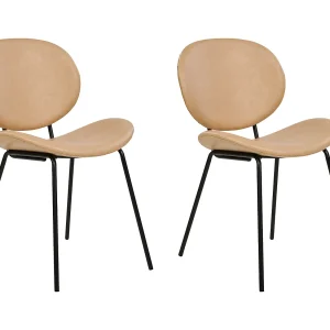 Eetkamerstoel set van 2 kunstleer zandbeige LUANA Eetkamerstoel set van 2 kunstleer zandbeige LUANA