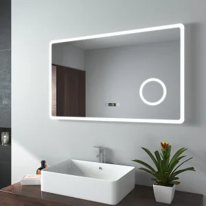 EMKE Badkamer Spiegel – Dimbaar – Met 3x Vergroting – 3 Lichtkleuren – 100×60 cm