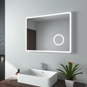 EMKE Badkamer Spiegel – Koel Wit – 3x Vergroting – Met Touchschakelaar – 80×60 cm