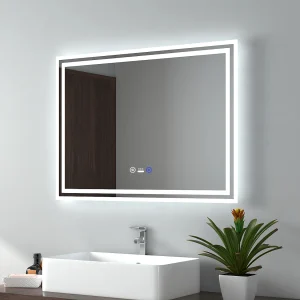 EMKE Verlichte Badkamerspiegel 60x80cm met Bewegingssensor, LED Badkamerspiegel met Slimme Sensor, Anti-condens, Koud/Warm/Neutraal Licht EMKE Verlichte Badkamerspiegel 60x80cm met Bewegingssensor, LED Badkamerspiegel met Slimme Sensor, Anti-condens, Koud/Warm/Neutraal Licht