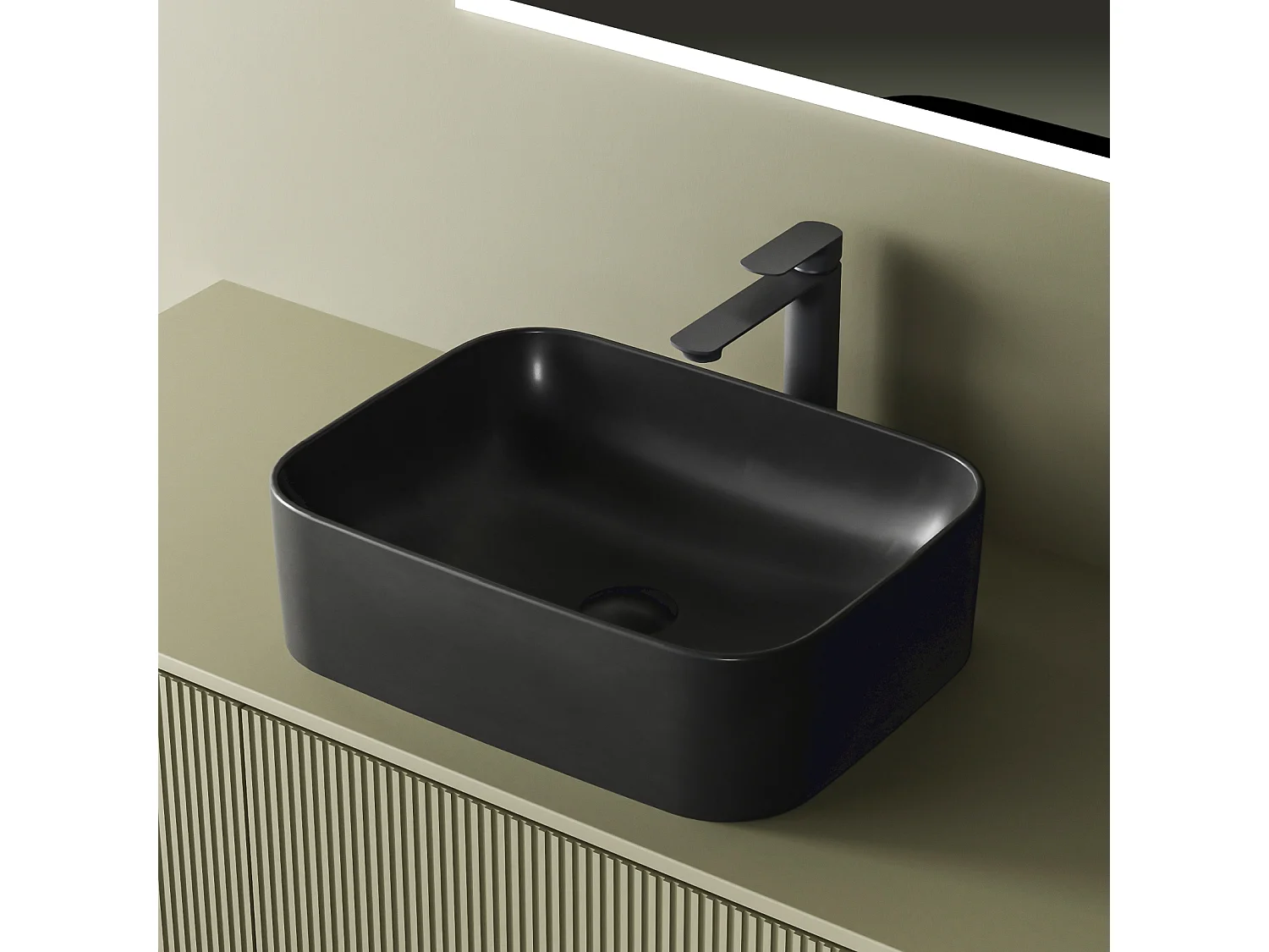 EMKE Opzetwastafel - Keramiek - Mat Grijs - 50.5x38x15 cm - Badkamer Wasbak
