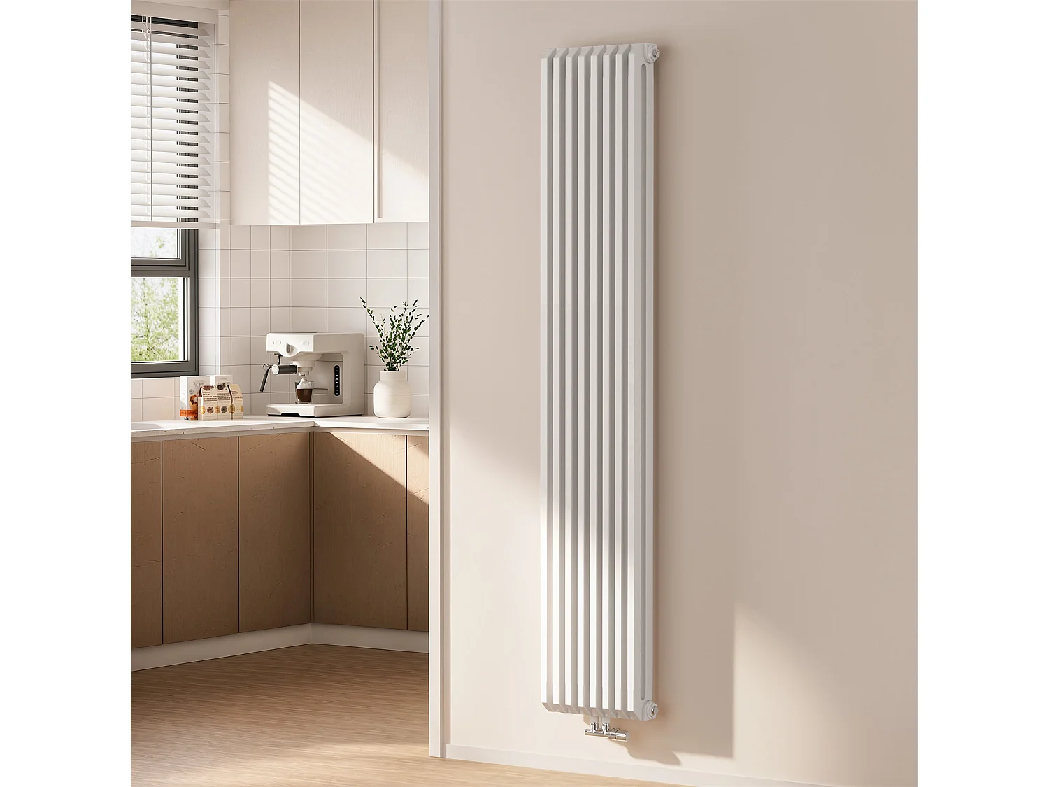 EMKE Design Radiator - D-Vormig - Glanzend Wit - 180x35 cm - 1611 W - Centrale Verwarming Alle Ruimtes