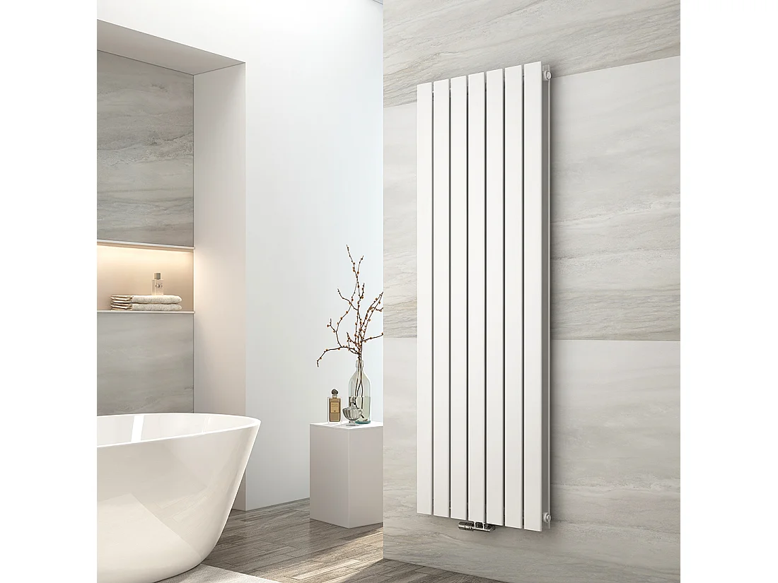 EMKE Radiator - Dubbel-Laags Plat - Glanzend Wit - 160x54 cm - 1739 W - Kolomradiator Vertical - Verwarming voor Alle Ruimtes