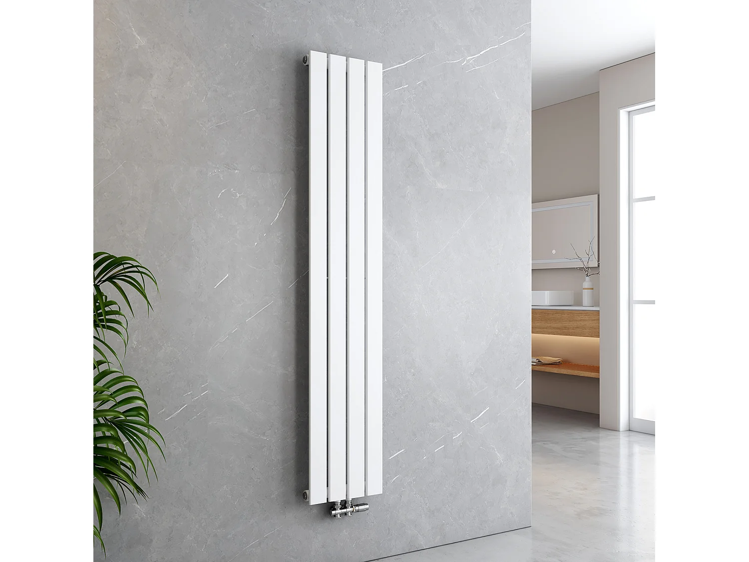 EMKE Radiator - Dubbel-Laags Plat - Glanzend Wit - 160x30 cm - 889 W - Kolomradiator Vertical - Verwarming voor Alle Ruimtes