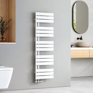 EMKE Handdoekradiator – Plat Design – Glanzend Wit – 132×40 cm – Verwarming Badkamer