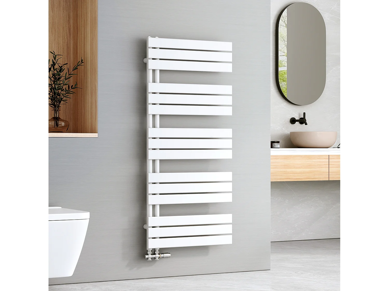 EMKE Handdoekradiator - Plat Design - Glanzend Wit - 132x60 cm - Verwarming Badkamer