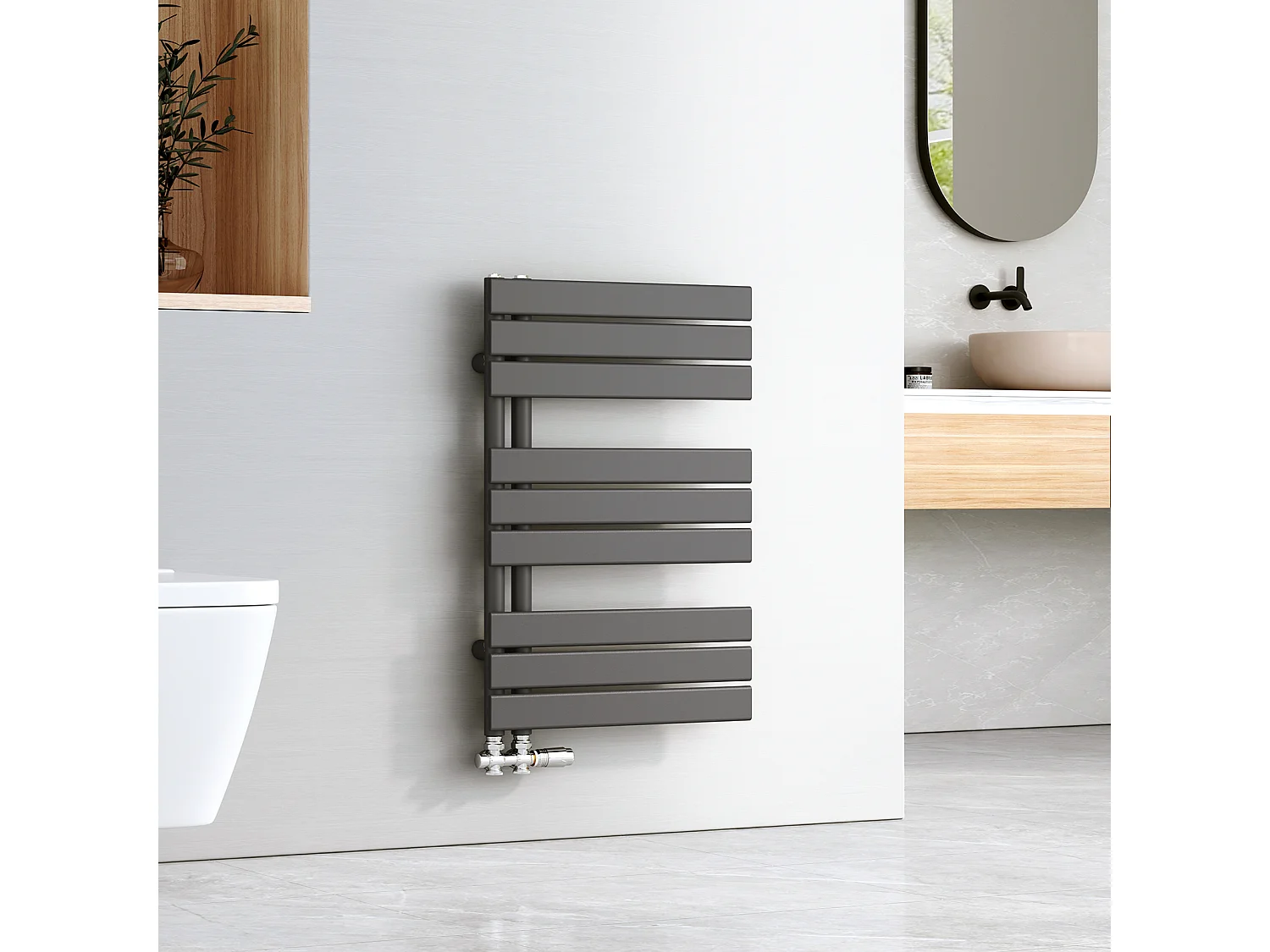 EMKE Handdoekradiator - Plat Design - Mat Antraciet - 76x50 cm - Verwarming Badkamer
