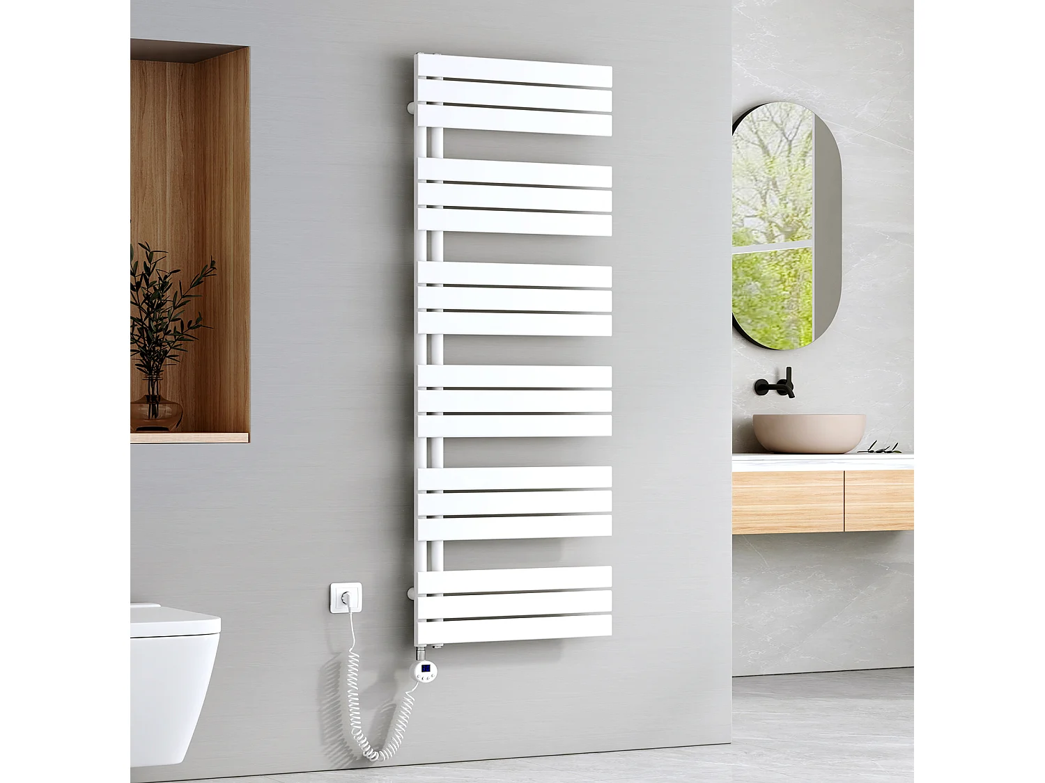 EMKE Elektrische Handdoekradiator - Glanzend Wit - 160x60 cm - 1000W - Badkamer Radiator