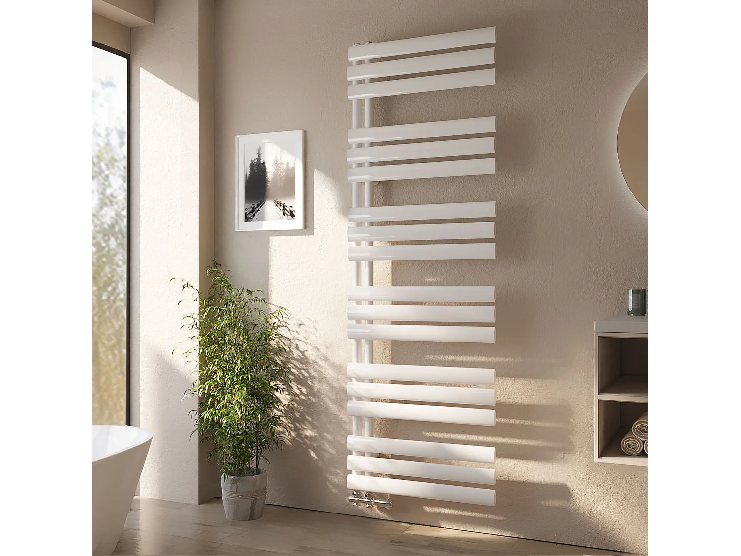 EMKE Handdoekradiator, zijaansluiting, Wit, 174 x 60 cm, 782 Watt