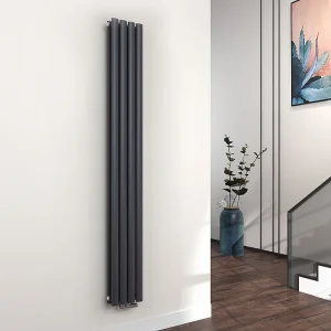 EMKE Design Radiator – Ovale Buizen – 180×24 cm – Dubbel – Mat Antraciet – 678 W – Verwarming Alle Ruimtes
