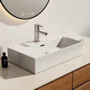 EMKE Opzetwastafel – Keramiek – Glans Wit – 60x36x13 cm – Badkamer Wasbak – met Overloop EMKE Opzetwastafel – Keramiek – Glans Wit – 60x36x13 cm – Badkamer Wasbak – met Overloop