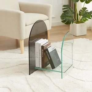 Tijdschriftenrek van gehard glas – Transparant en grijs – DUSILLA