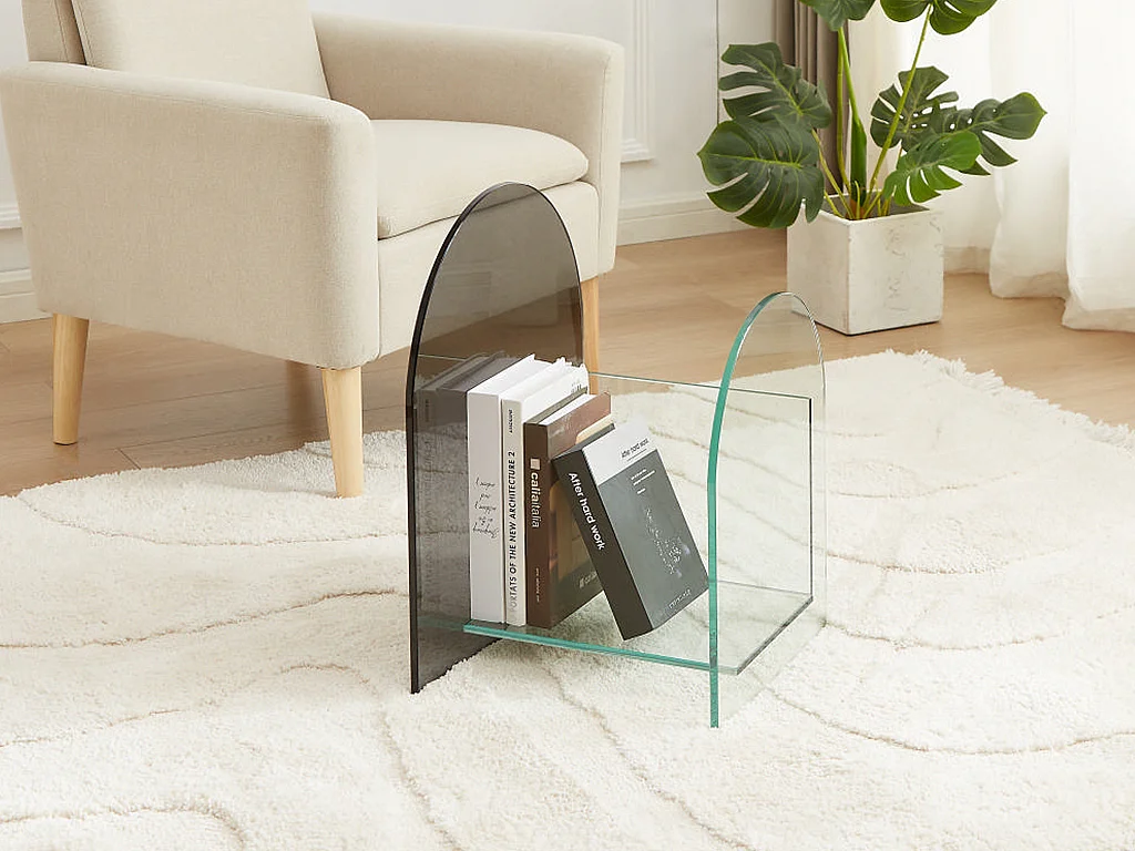 Tijdschriftenrek van gehard glas - Transparant en grijs - DUSILLA