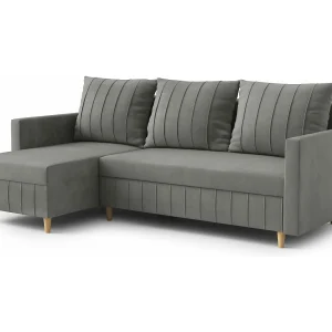 FOX hoekbank met elegant design, 224×103 cm, comfortabel, slaapfunctie, kleur donkergrijs, links FOX hoekbank met elegant design, 224×103 cm, comfortabel, slaapfunctie, kleur donkergrijs, links