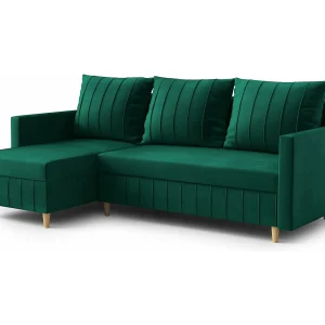 FOX hoekbank met elegant design, 224×103 cm, comfortabel, slaapfunctie, kleur groen, links FOX hoekbank met elegant design, 224×103 cm, comfortabel, slaapfunctie, kleur groen, links