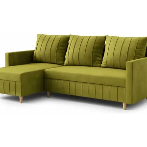 FOX hoekbank met elegant design, 224×103 cm, comfortabel, slaapfunctie, kleur geel, rechts FOX hoekbank met elegant design, 224×103 cm, comfortabel, slaapfunctie, kleur geel, rechts