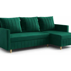 FOX hoekbank met elegant design, 224×103 cm, comfortabel, slaapfunctie, kleur groen, rechts FOX hoekbank met elegant design, 224×103 cm, comfortabel, slaapfunctie, kleur groen, rechts