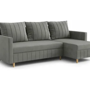 FOX hoekbank met elegant design, 224×103 cm, comfortabel, slaapfunctie, kleur donkergrijs, rechts FOX hoekbank met elegant design, 224×103 cm, comfortabel, slaapfunctie, kleur donkergrijs, rechts