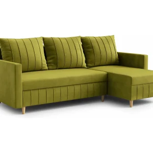 FOX hoekbank met elegant design, 224×103 cm, comfortabel, slaapfunctie, kleur geel, links FOX hoekbank met elegant design, 224×103 cm, comfortabel, slaapfunctie, kleur geel, links