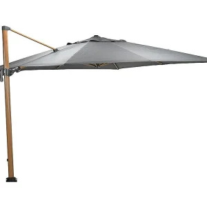 Garden Impressions Hawaii Big Pole zweefparasol 350×350 cm – frame teak look – doek donker grijs Garden Impressions Hawaii Big Pole zweefparasol 350×350 cm – frame teak look – doek donker grijs
