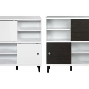 Evolution wandkast 2 deuren, 4 planken wit, zwart.