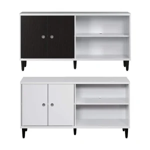 Evolution TV-meubel 2 deuren, 2 planken wit, zwart.