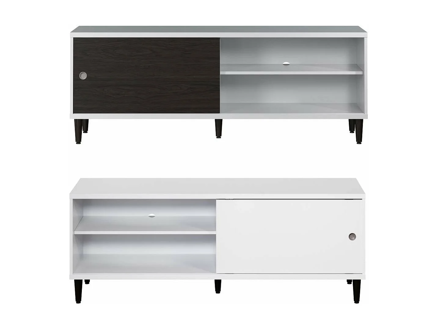 Evolution TV-meubel 1 deur, 2 planken wit, zwart.