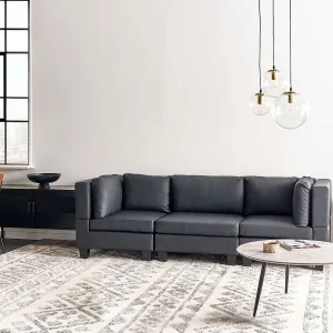 Modulaire bank UNSTAD Kunstleer Zwart 3-zitter Modulaire bank UNSTAD Kunstleer Zwart 3-zitter