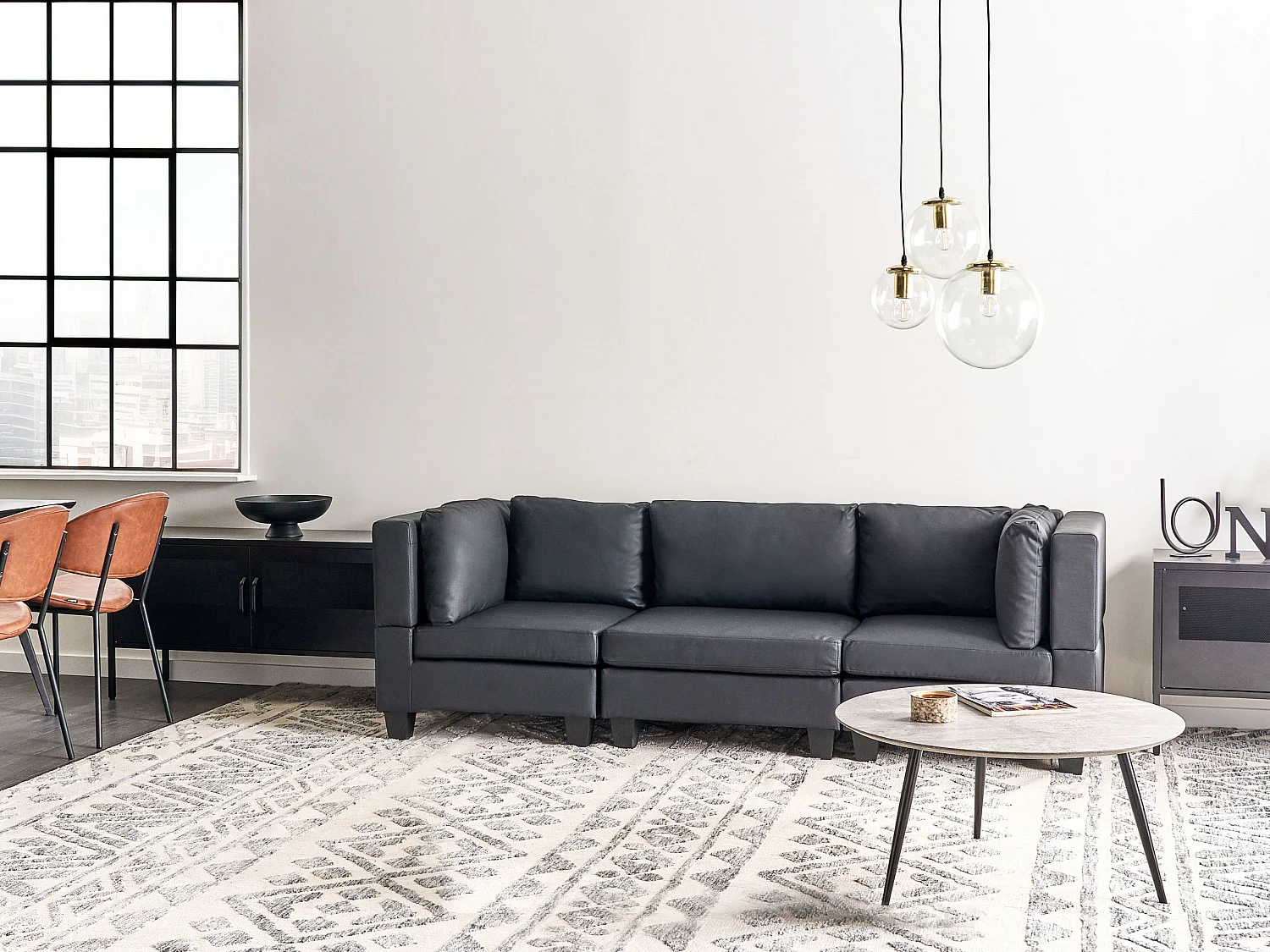 Modulaire bank UNSTAD Kunstleer Zwart 3-zitter