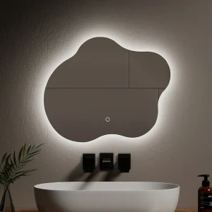 EMKE LED Badkamerspiegel 60x50cm, Frameless, Touchschakelaar, Anti-condens, 3 Kleuren Licht EMKE LED Badkamerspiegel 60x50cm, Frameless, Touchschakelaar, Anti-condens, 3 Kleuren Licht