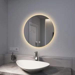 EMKE Ronde LED Badkamerspiegel 60 cm – Frameloos, Achtergrondverlichting, Touch Schakelaar, Dimbaar Licht (Koud/Warm/Neutraal Wit) EMKE Ronde LED Badkamerspiegel 60 cm – Frameloos, Achtergrondverlichting, Touch Schakelaar, Dimbaar Licht (Koud/Warm/Neutraal Wit)