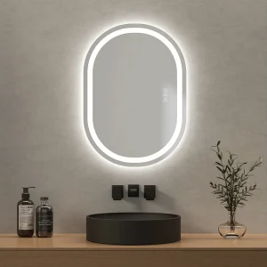 EMKE Ovale Badkamerspiegel 70×50 cm met LED Verlichting, Touchschakelaar, Anti-condens, Koud/Warm/Neutraal Licht EMKE Ovale Badkamerspiegel 70×50 cm met LED Verlichting, Touchschakelaar, Anti-condens, Koud/Warm/Neutraal Licht