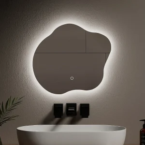 EMKE LED Badkamerspiegel 50x45cm, Frameless, Touchschakelaar, Anti-condens, 3 Kleuren Licht EMKE LED Badkamerspiegel 50x45cm, Frameless, Touchschakelaar, Anti-condens, 3 Kleuren Licht