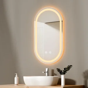 EMKE Ovale Badkamerspiegel 50×90 cm met LED Verlichting, Touchschakelaar, Anti-condens, Koud/Warm/Neutraal Licht EMKE Ovale Badkamerspiegel 50×90 cm met LED Verlichting, Touchschakelaar, Anti-condens, Koud/Warm/Neutraal Licht