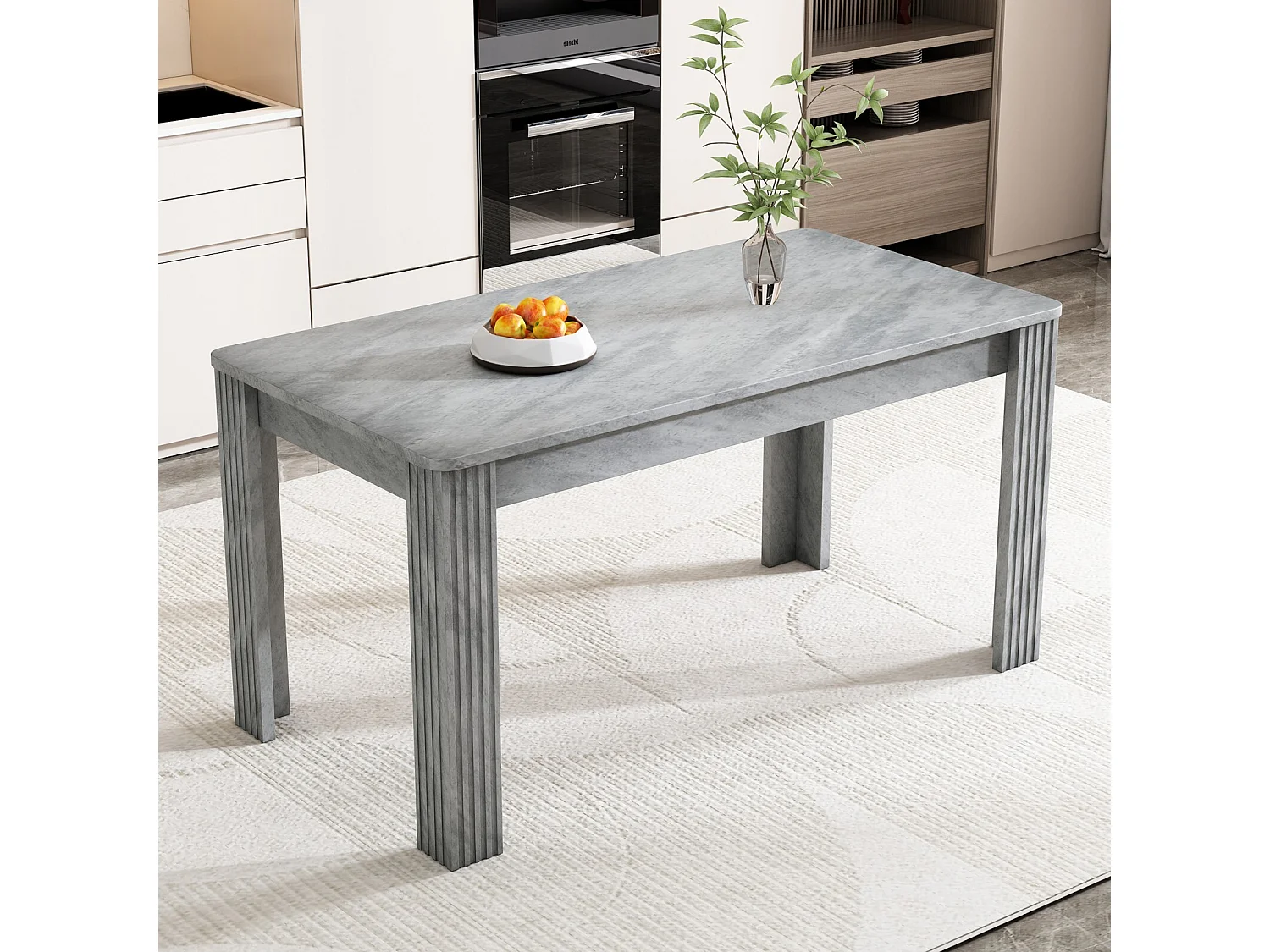 Eettafel 4 mensen - deeltjespanelen - grijs betoneffect - max 130 kg belasting - 117x68x75cm