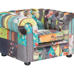 Fauteuil stof groen/geel CHESTERFIELD Fauteuil stof groen/geel CHESTERFIELD