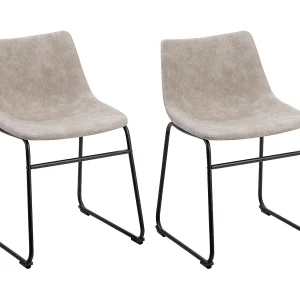 Eetkamerstoel set van 2 stof beige BATAVIA