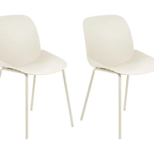 Eetkamerstoel set van 2 kunststof beige MILACA Eetkamerstoel set van 2 kunststof beige MILACA