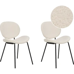 Eetkamerstoel set van 2 bouclé wit LUANA