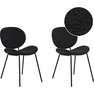 Eetkamerstoel set van 2 bouclé zwart LUANA