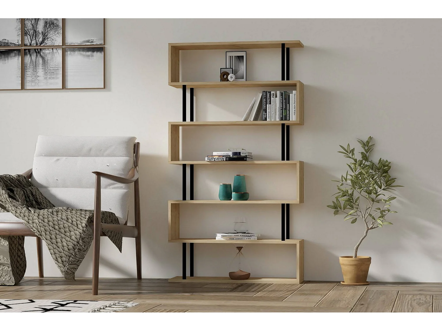 Etagère 7 planken eiken decor saffier L90 cm - Hector
