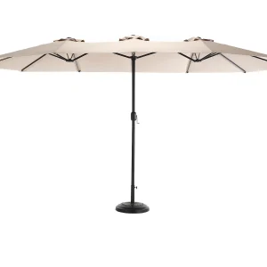 Gedeporteerd parasol – staal en 100% polyester stof – voor strandtuinbalkon – zonder basis – 453x267x255cm – kaki