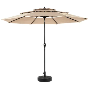 Gedeporteerd stalen parasol – 100% polyester stof – voor strandtuinbalkon – zonder basis – 294x294x250cm – kaki