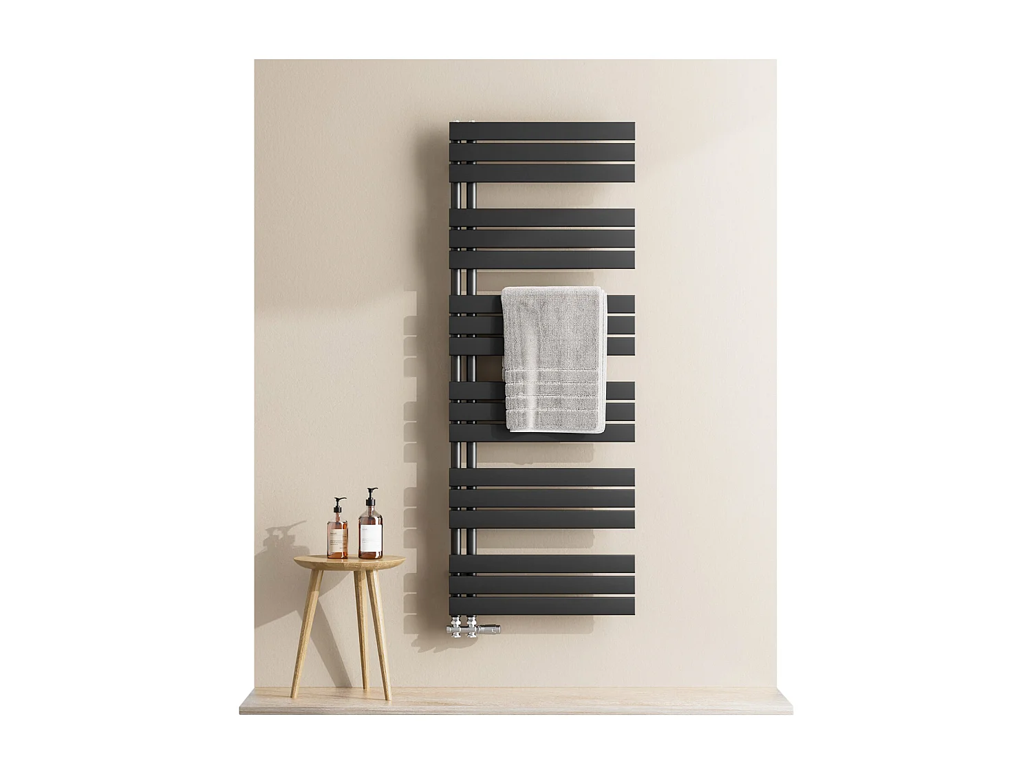 EMKE Handdoekradiator - Plat Design - Mat Zwart - 76x60 cm - Verwarming Badkamer