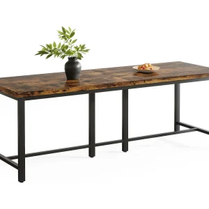 Eettafel van 200 cm lang voor 6-8 personen, grote rechthoekige industriële houten keukentafel, rustiek bruin Eettafel van 200 cm lang voor 6-8 personen, grote rechthoekige industriële houten keukentafel, rustiek bruin
