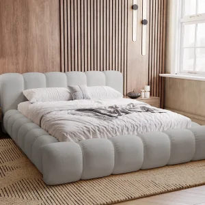 Emporius Cloud bed 180×200 met bedlade – gestoffeerd bed met opbergruimte, fluwelen Lichtgrijs (Komodo 20)