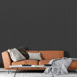 3D-wandpaneel – Set van 2.83 m² – Zwart met houteffect – Set van 8 stuks – FLINT